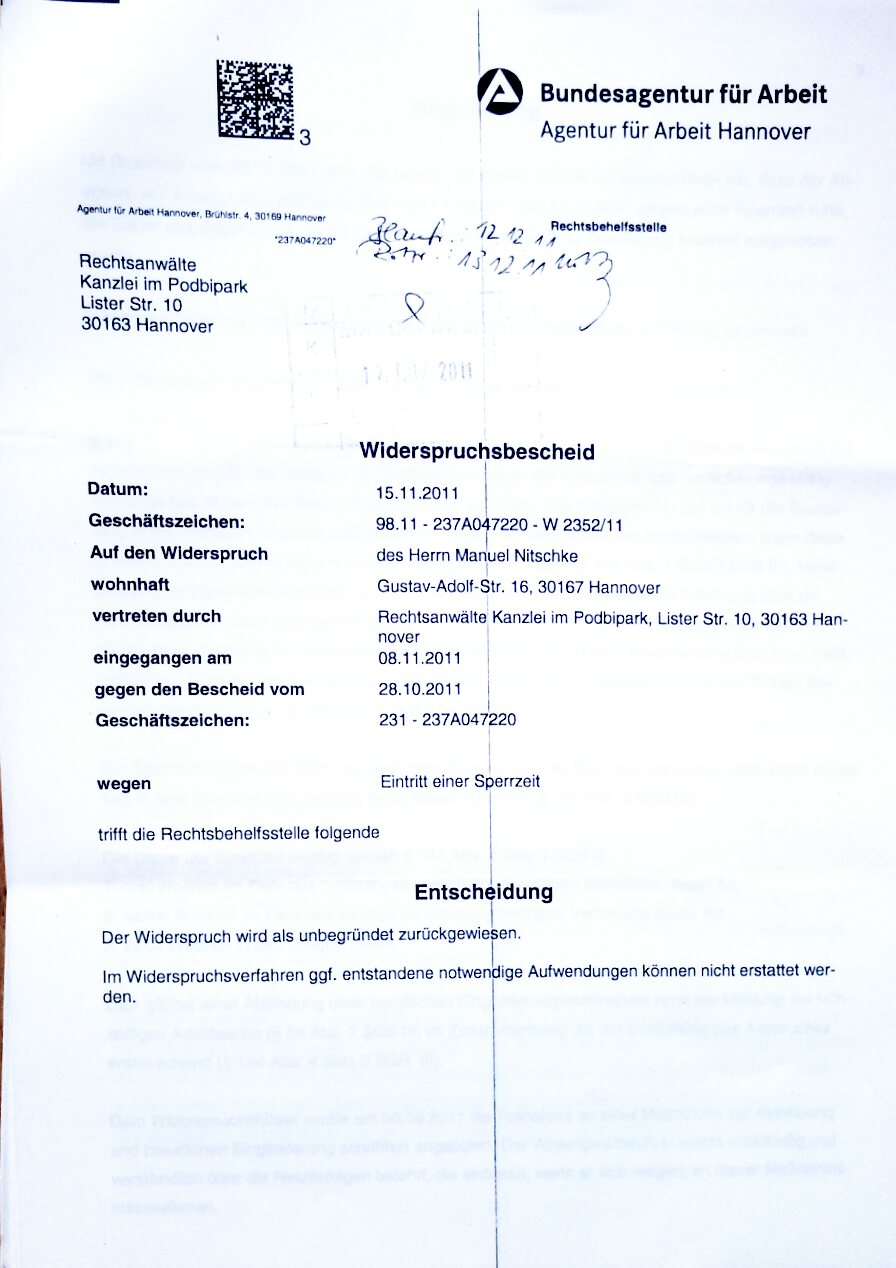 Widerspruch gegen Bewilliguns in vollen Umfang entsprochen