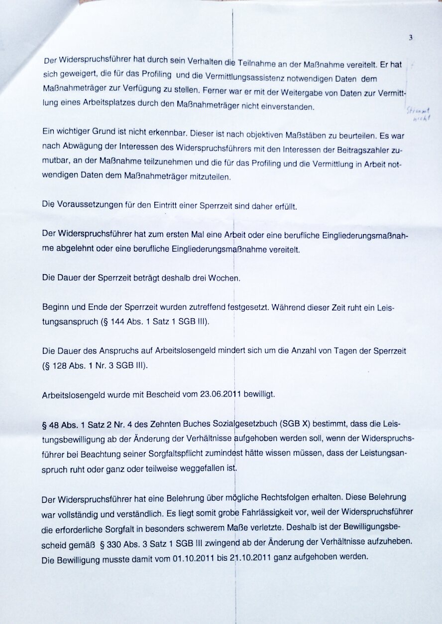 Widerspruch gegen Bewilliguns in vollen Umfang entsprochen
