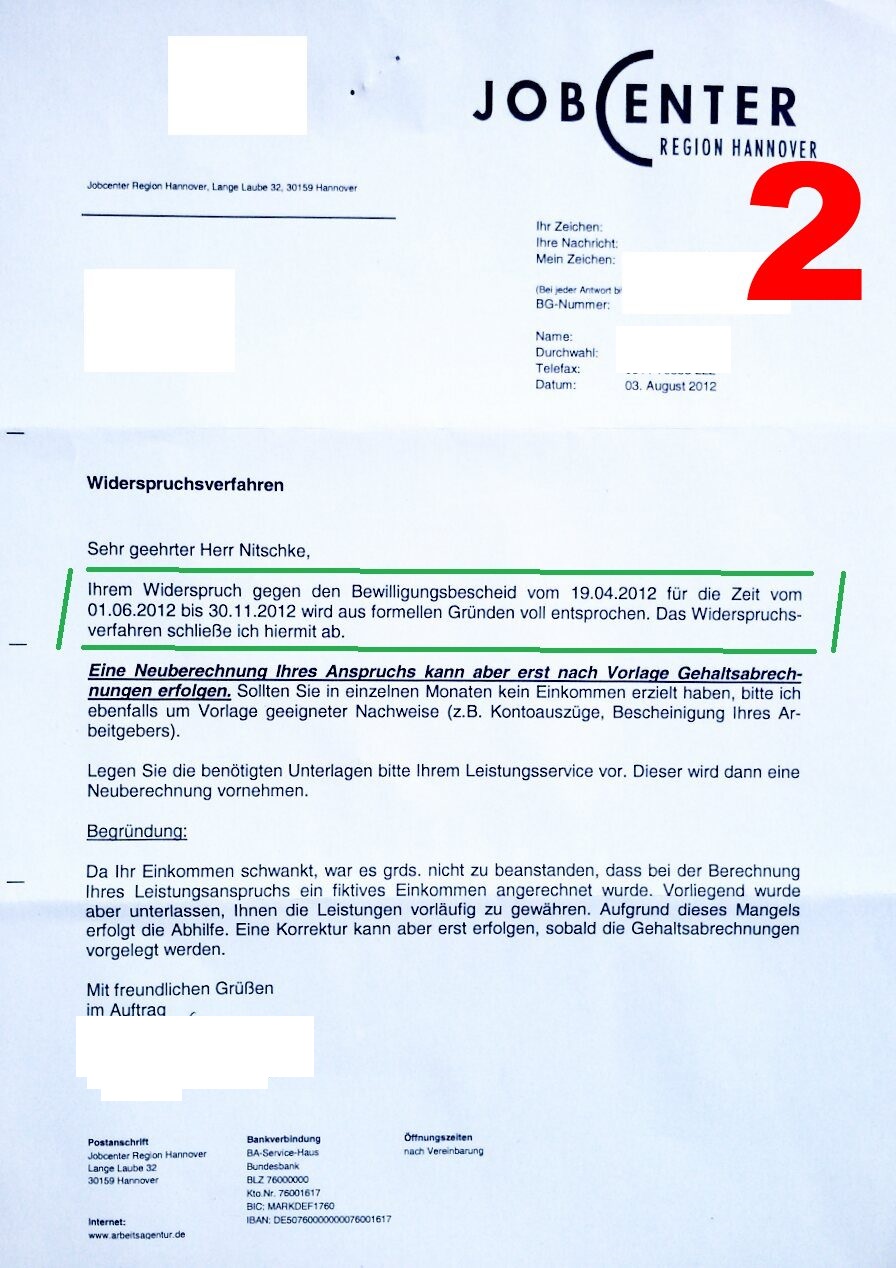 Bescheid Widerspruch erfolgreich
