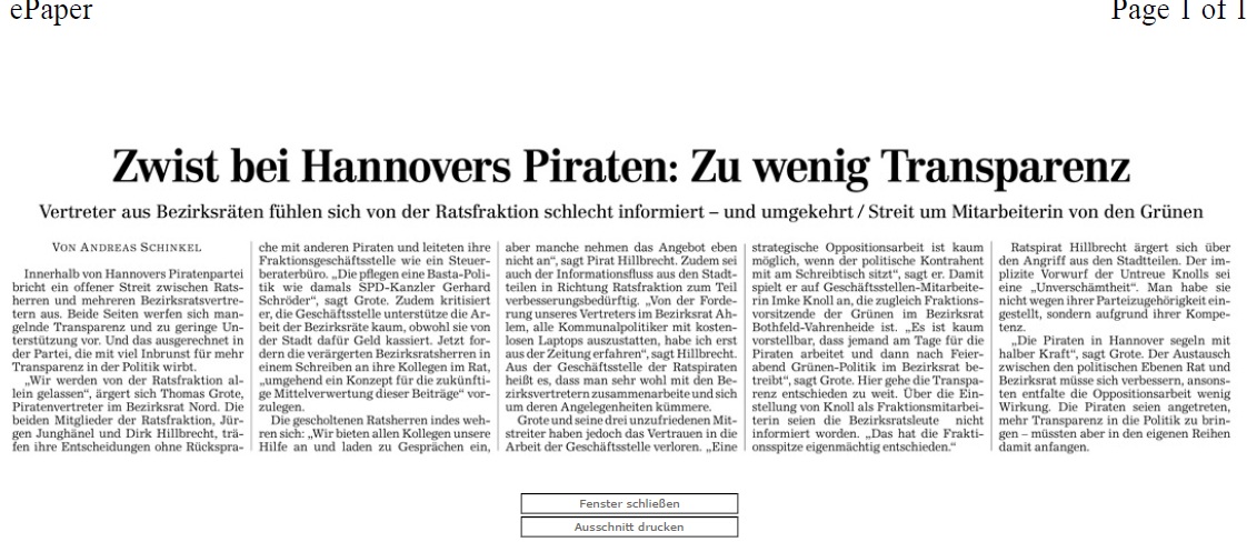 Piratenpartei Hannover Freie Piraten