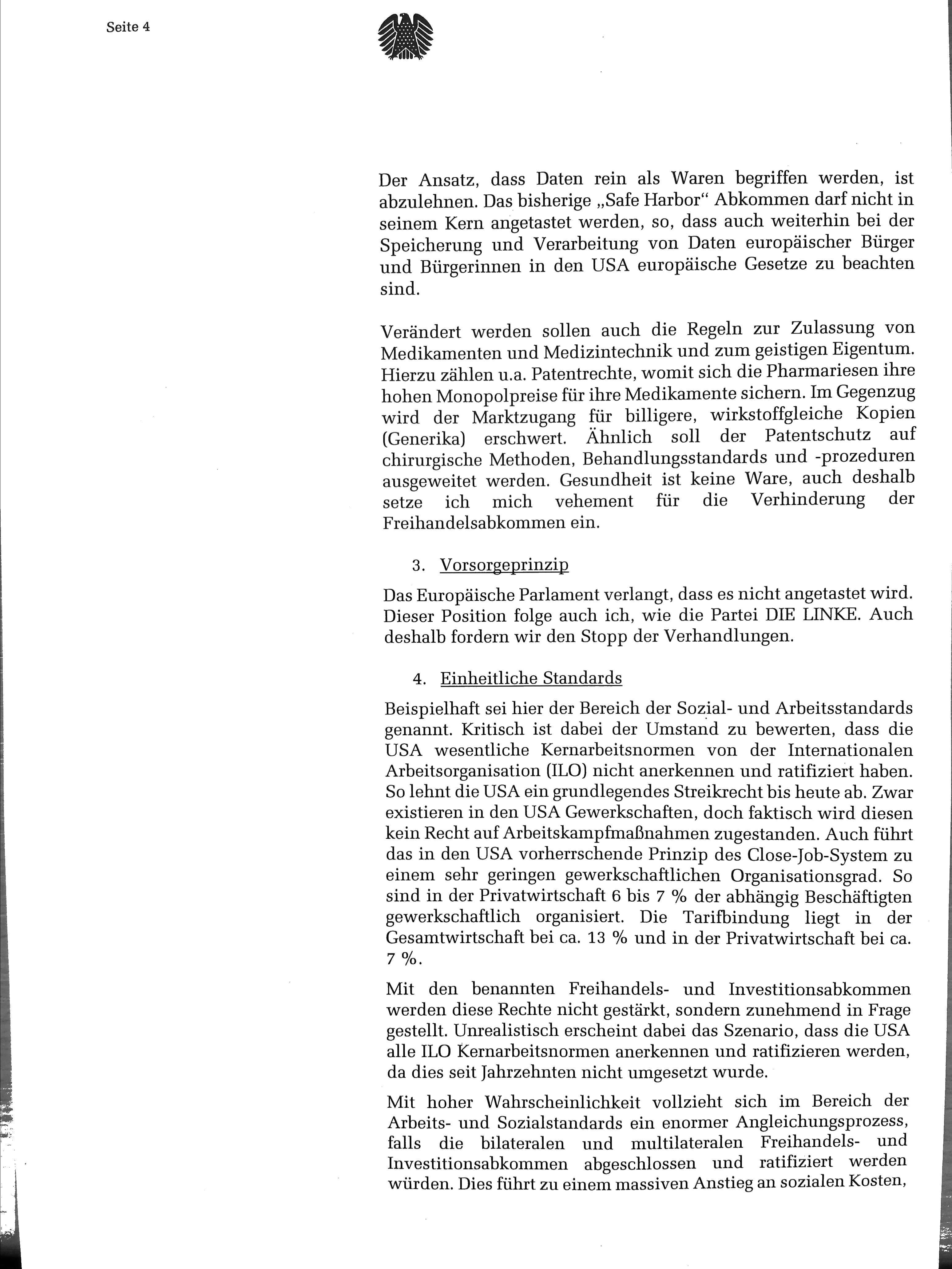 Antwort an die Piratenpartei zu TTIP vom Mitglied des Deutschen Bundestages Die Linke